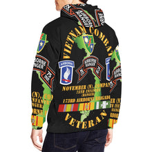 Load image into Gallery viewer, Men&#39;s All Over Print Hoodie (USA Size) (Model H13) - Vietnam Combat Veteran - N Co 75th Inf Ranger - 173rd Abn Bde
