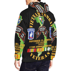 Men's All Over Print Hoodie (USA Size) (Model H13) - Vietnam Combat Veteran - N Co 75th Inf Ranger - 173rd Abn Bde