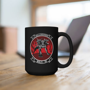 Black Mug 15oz - USMC - Marine Aviation Logistics Squadron 39 - MALS 39 - Hellhounds - Wo Txt