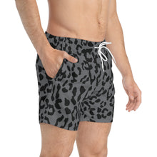 Load image into Gallery viewer, Swim Trunks - Leopard Camouflage - Battleship Color
