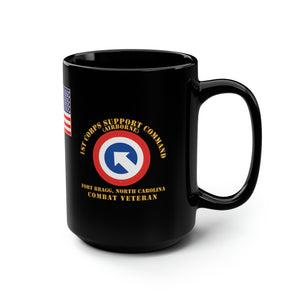 Black Mug 15oz - Combat Veteran - 1st Corps Corps Command (Airborne) - Gulf War - Desert Storm/Desert Shield