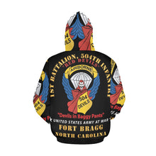 Load image into Gallery viewer, Men&#39;s All Over Print Hoodie (USA Size) (Model H13) - Army - 1st Battalion, 504th Infantry Regiment - Red Devils - FBNC
