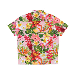 Men's Hawaiian Shirt (AOP) - Light Pink - Tropical Flowers X 300