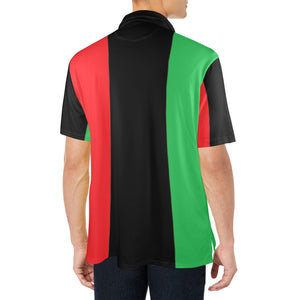 Charlies Polo Golf Shirt - Forest Green - Red Black Green Panel - Right