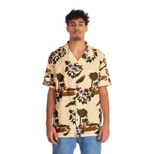 Load image into Gallery viewer, Men&#39;s Hawaiian Shirt (AOP) - Tan - Flowers and Palms
