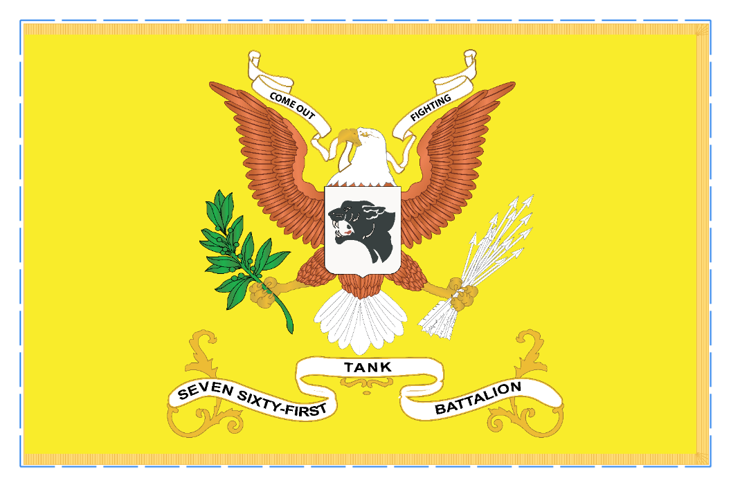 Rectangle Flags - 761st Tank Battalion - On Gold - Come Out Fighting