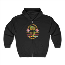 Load image into Gallery viewer, Unisex Heavy Blend™ Full Zip Hooded Sweatshirt - Vietnam Combat Veteran - 617th Engineer Company - Panel Bridge, 18th Engineer Brigade w VN SVC X 300
