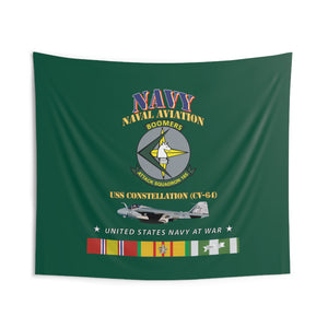 Indoor Wall Tapestries - Navy Attack Squadron 165  - USS Constellation - A6 Intruder - Navy at War w Vietnam Service Ribbons Tapestry