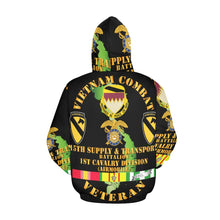 Load image into Gallery viewer, Men&#39;s All Over Print Hoodie (USA Size) (Model H13) - Vietnam Combat Cavalry Veteran w 15th Supply &amp; Transport Bn - 1st Cav Div
