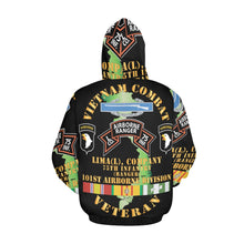 Load image into Gallery viewer, Men&#39;s All Over Print Hoodie (USA Size) (Model H13) - Vietnam Combat Vet - L Co 75th Infantry (Ranger) - 101st Airborne Div SSI
