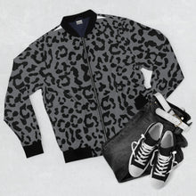 Load image into Gallery viewer, Men&#39;s AOP Bomber Jacket - Leopard Camouflage - Battleship Color
