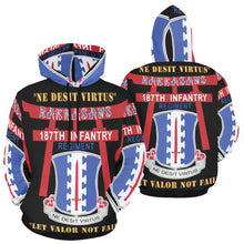 Load image into Gallery viewer, Men&#39;s All Over Print Hoodie (USA Size) (Model H13) - 187th Infantry Regiment - Torii, Rakkasans, Let Valor Not Fail, English, Latin
