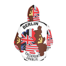 Load image into Gallery viewer, Men&#39;s All Over Print Hoodie (USA Size) (Model H13) - Berlin - Checkpoint Charlie - Round - Bright
