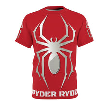 Load image into Gallery viewer, Unisex Cut &amp; Sew Tee (AOP) - Spyder Ryder - Three Wheel Motion - Red
