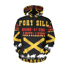 Load image into Gallery viewer, Men&#39;s All Over Print Hoodie (USA Size) (Model H13) - Army - Fort SIll, Home of Artillery w Cassion - Gold
