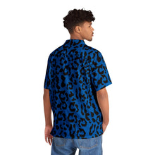 Load image into Gallery viewer, Men&#39;s Hawaiian Shirt (AOP) - Leopard Camouflage - Blue-Black
