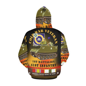 Men's All Over Print Hoodie (USA Size) (Model H13) - Cold War Vet - 1st Bn 41st Infantry - M113 APC w COLD SVC