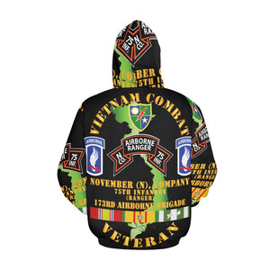 Men's All Over Print Hoodie (USA Size) (Model H13) - Vietnam Combat Veteran - N Co 75th Inf Ranger - 173rd Abn Bde