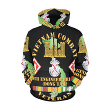 Load image into Gallery viewer, Men&#39;s All Over Print Hoodie (USA Size) (Model H13) - Vietnam Combat Veteran w 20th Engineer Brigade SSI - Dong Tam
