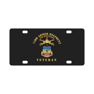 4th Battalion 73rd Armor Regiment - Veteran W DUI wo At War - Br X 300 Classic License Plate