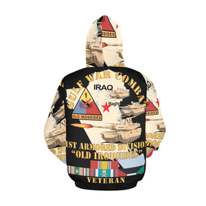 Men's All Over Print Hoodie (USA Size) (Model H13) - Gulf War Combat Armor Vet w 1st Armored Division