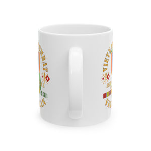 White Mug 15oz - Vietnam Veteran - 1st Signal Brigade - Combat Veteran with Vietnam Service Ribbons - Spec