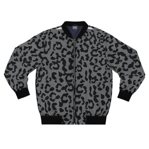 Men's AOP Bomber Jacket - Leopard Camouflage - Battleship Color