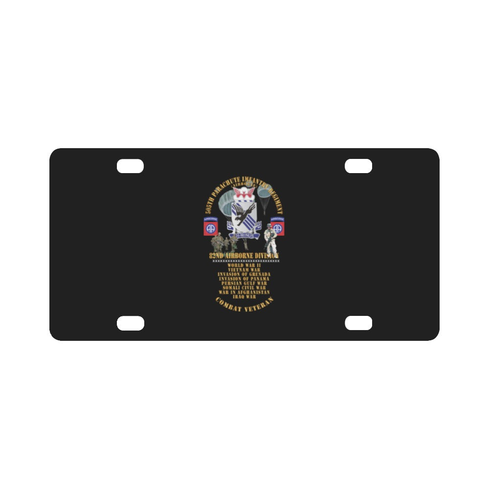 Army - Combat Vet w 505th PIR - 82nd Airborne w Campaigns - Soldiers - SSI X 300 Classic License Plate