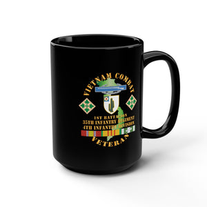 Black Mug 15oz - Vietnam Combat Infantry Veteran w 1st Bn 35th Inf - 4th ID SSI X 300