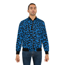 Load image into Gallery viewer, Men&#39;s AOP Bomber Jacket - Leopard Camouflage - Blue-Black
