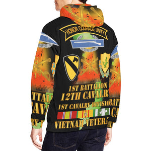 Men's All Over Print Hoodie (USA Size) (Model H13) - 1st Battalion, 12th Cav - SSI - DUI - MAP VN SVC