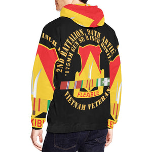 Men's All Over Print Hoodie (USA Size) (Model H13) - 2nd Battalion, 94th Artillery - DUI w Vietnam Service Ribbons