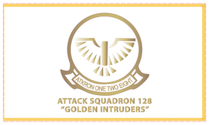 Rectangle Flags - Attack Squadron 128 - Golden Intruders - White Background and Flag Background