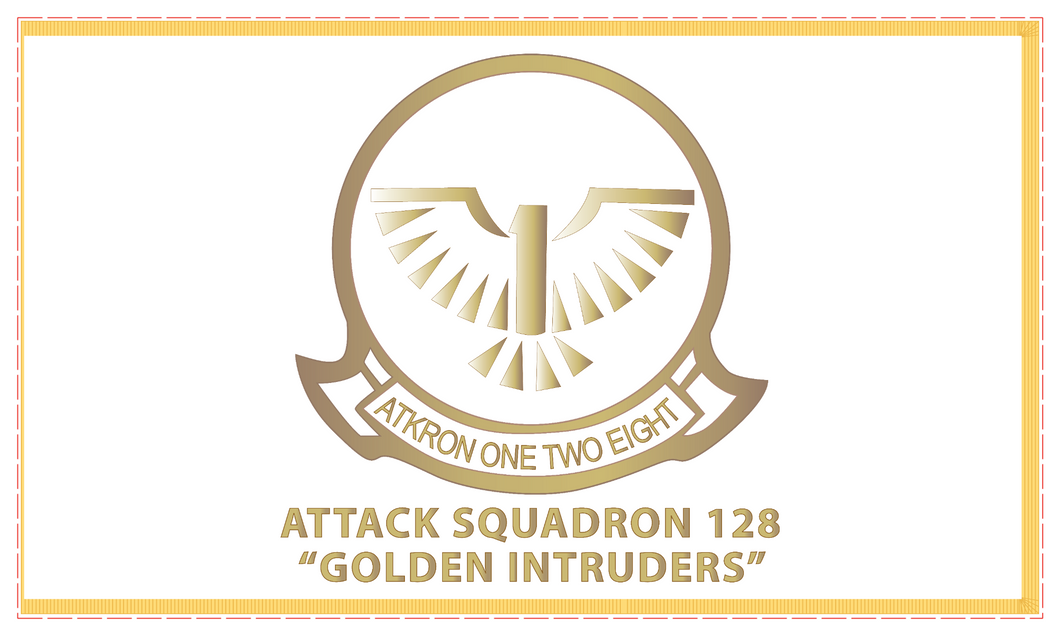 Rectangle Flags - Attack Squadron 128 - Golden Intruders - White Background and Flag Background