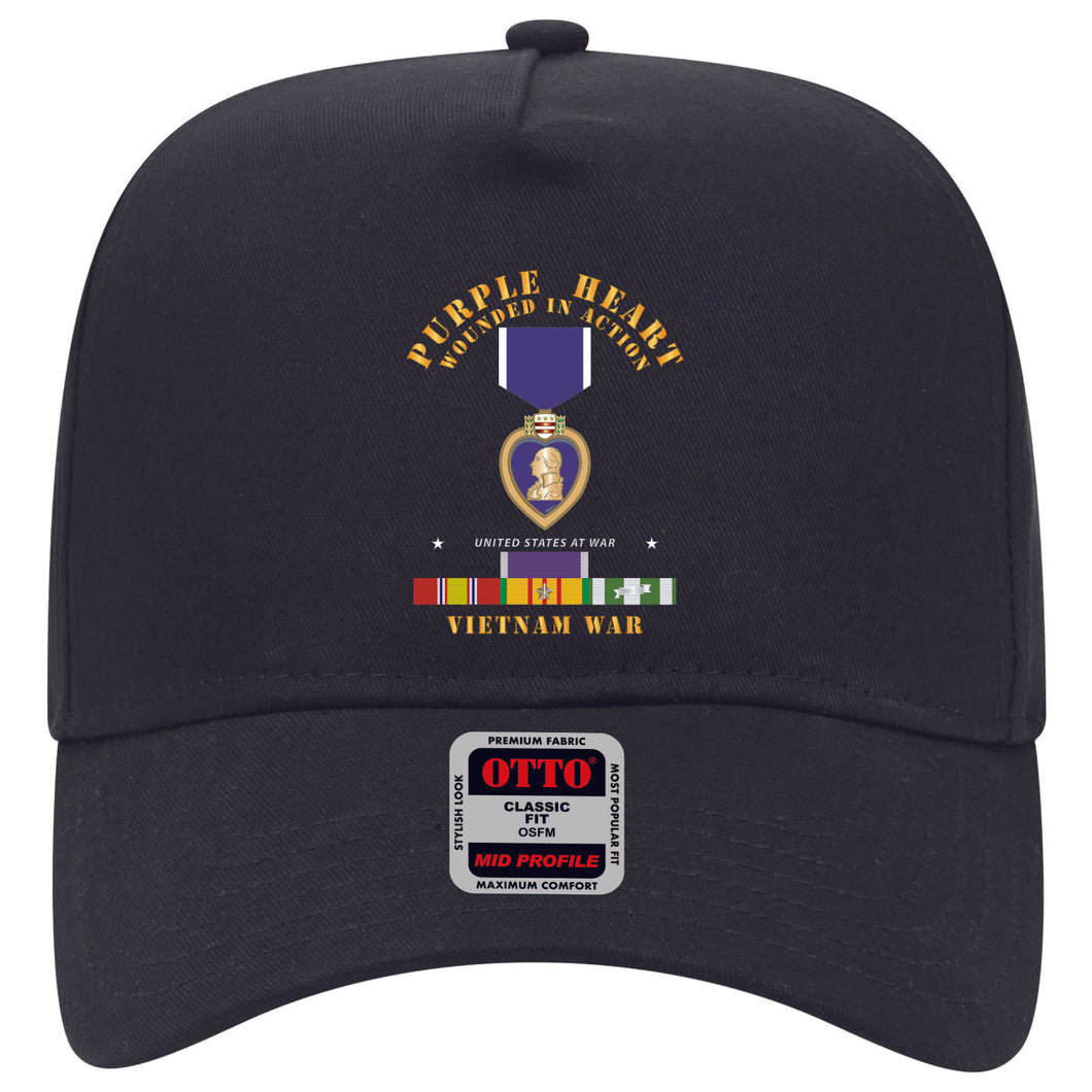 Baseball Cap - Purple Heart - WIA w VN SVC w Purple Heart Ribbon