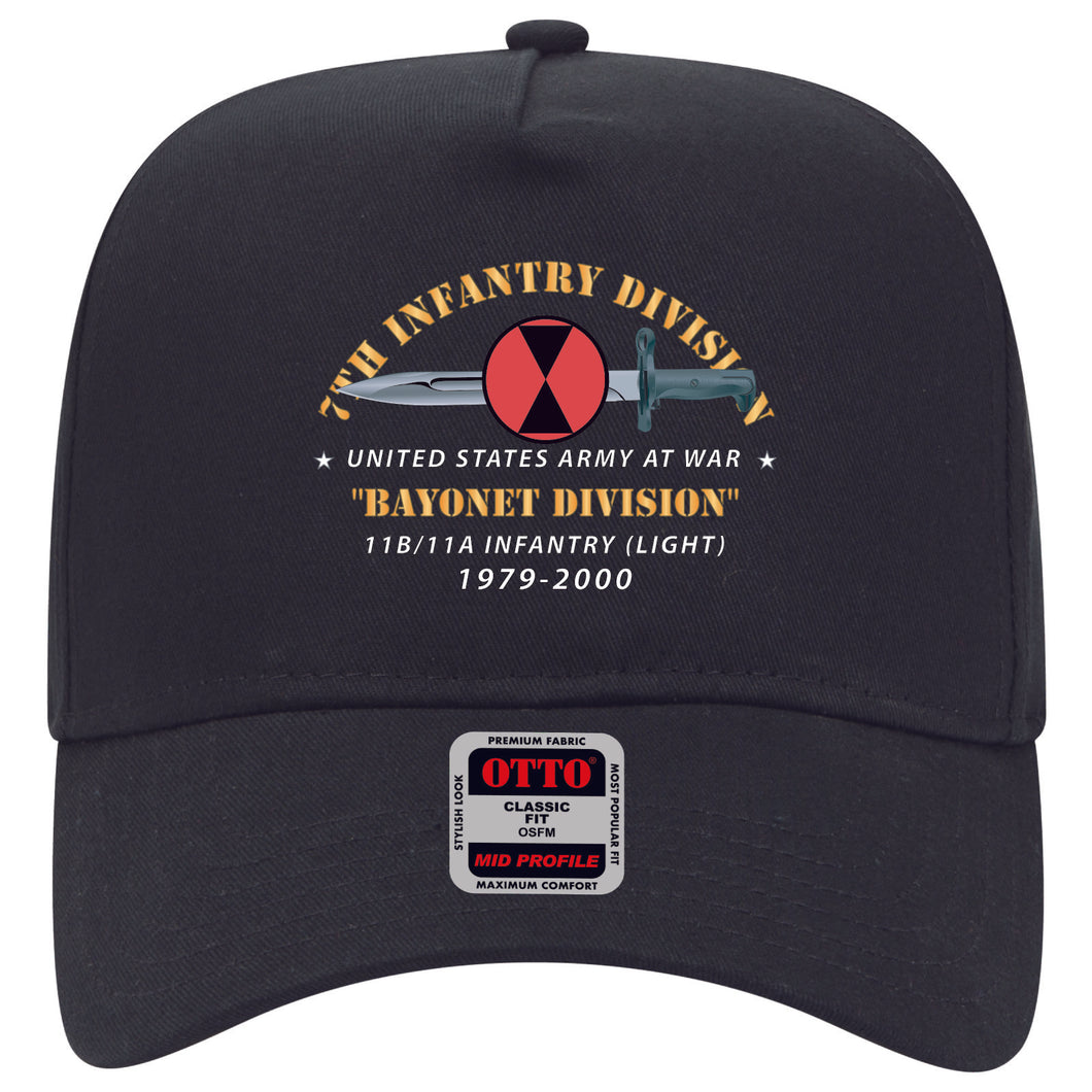 Baseball Cap - 7th Infantry Division - Bayonet Division w Bayonet - 11B-11A INFANTRY (LIGHT) 1979-2000 X 300