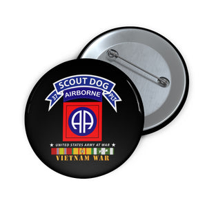 Custom Pin Buttons - Army - 37th Scout Dog Platoon - 82nd Airborne Div  w VN SVC