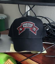 Load image into Gallery viewer, Baseball Cap Embroidery - SOF - N Company Scroll - Airborne Ranger - 75th
