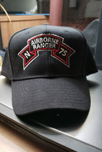 Load image into Gallery viewer, Snapback Hat - Embroidery - SOF - N Company Scroll - Airborne Ranger - 75th
