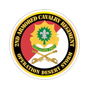 Kiss-Cut Stickers - 2nd Armored Cavalry Regiment DUI - Red White - Operation Desert Storm X 300