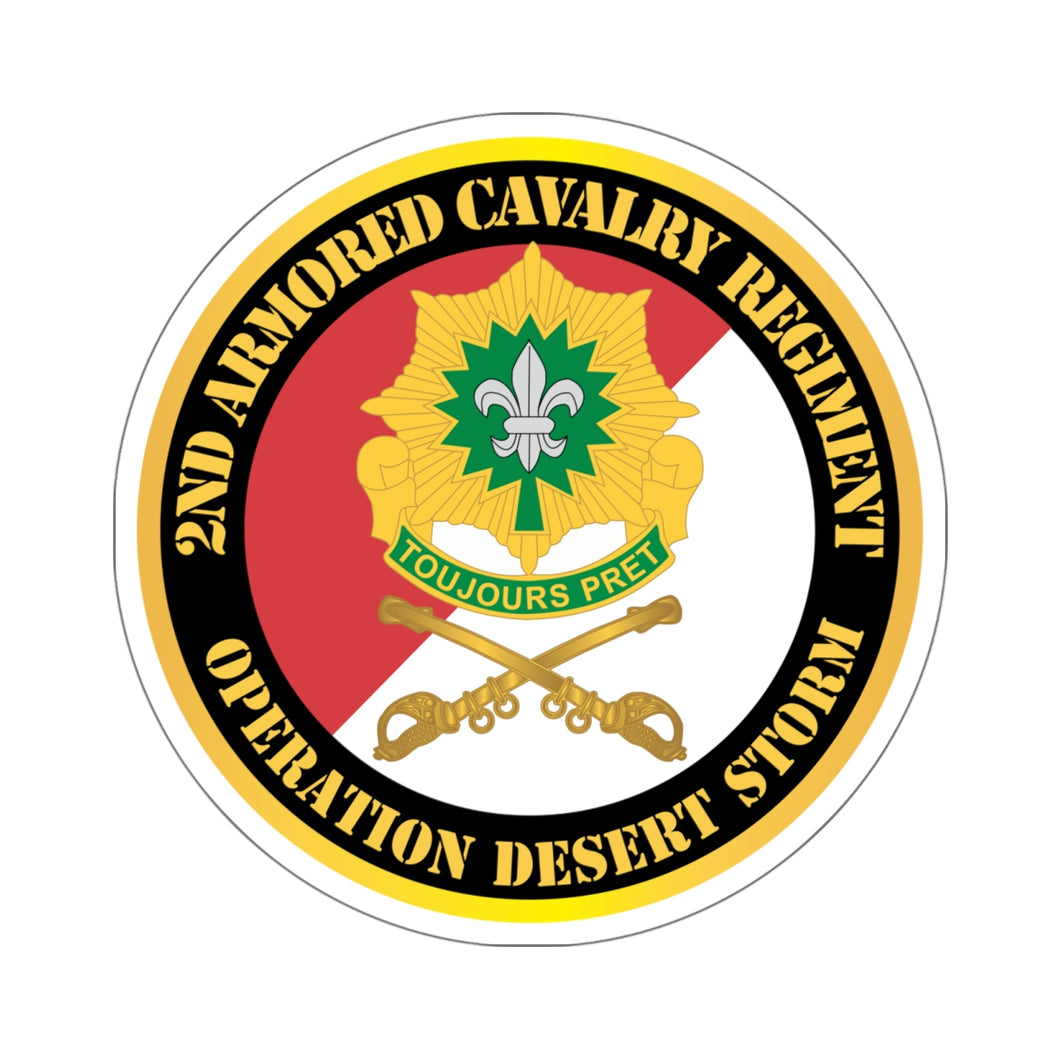 Kiss-Cut Stickers - 2nd Armored Cavalry Regiment DUI - Red White - Operation Desert Storm X 300