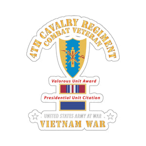 Kiss-Cut Stickers - 4th Cavalry Regiment - Vietnam War w PUC and VUA