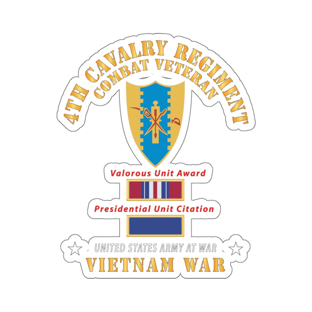 Kiss-Cut Stickers - 4th Cavalry Regiment - Vietnam War w PUC and VUA