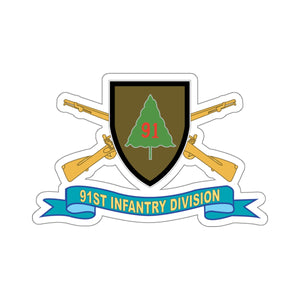 Kiss-Cut Stickers - 91st Infantry Division - w Br - SSI - Ribbon X 300