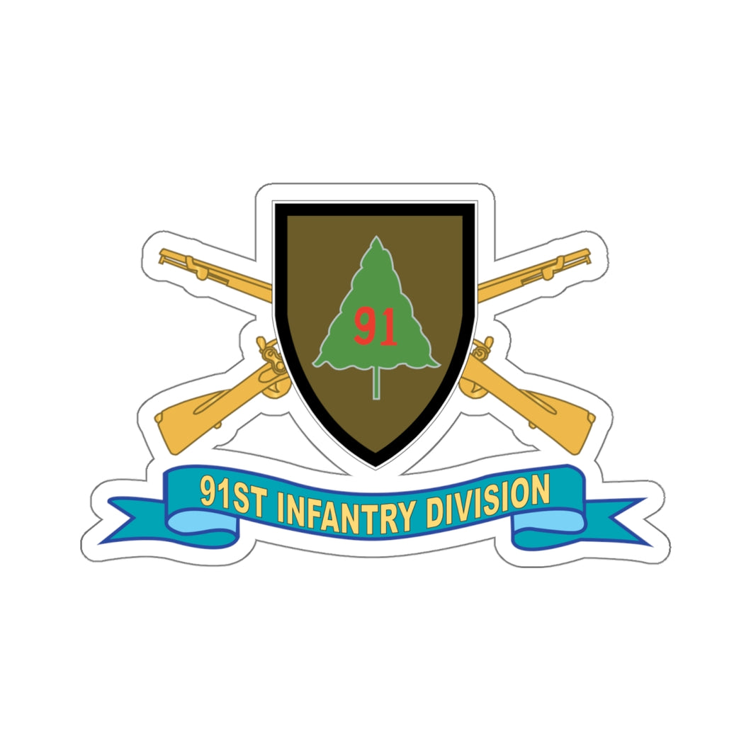 Kiss-Cut Stickers - 91st Infantry Division - w Br - SSI - Ribbon X 300