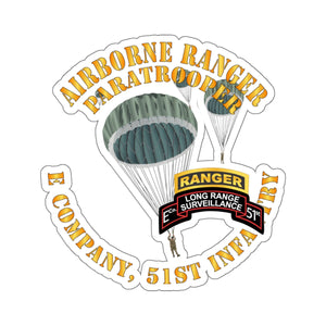 Kiss-Cut Stickers - Airborne Ranger - E Company- 51st Infantry (Ranger) V1