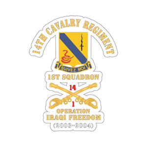 Kiss-Cut Stickers - Army - 14th Cavalry Regiment w Cav Br - 1st Squadron - Operation Iraqi Freedom - 2003 2004 - Red Txt X 300