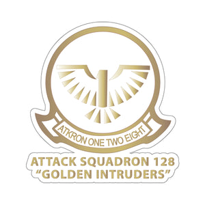 Kiss-Cut Stickers - Attack Squadron 128 - Golden Intruders - White w Text X 300