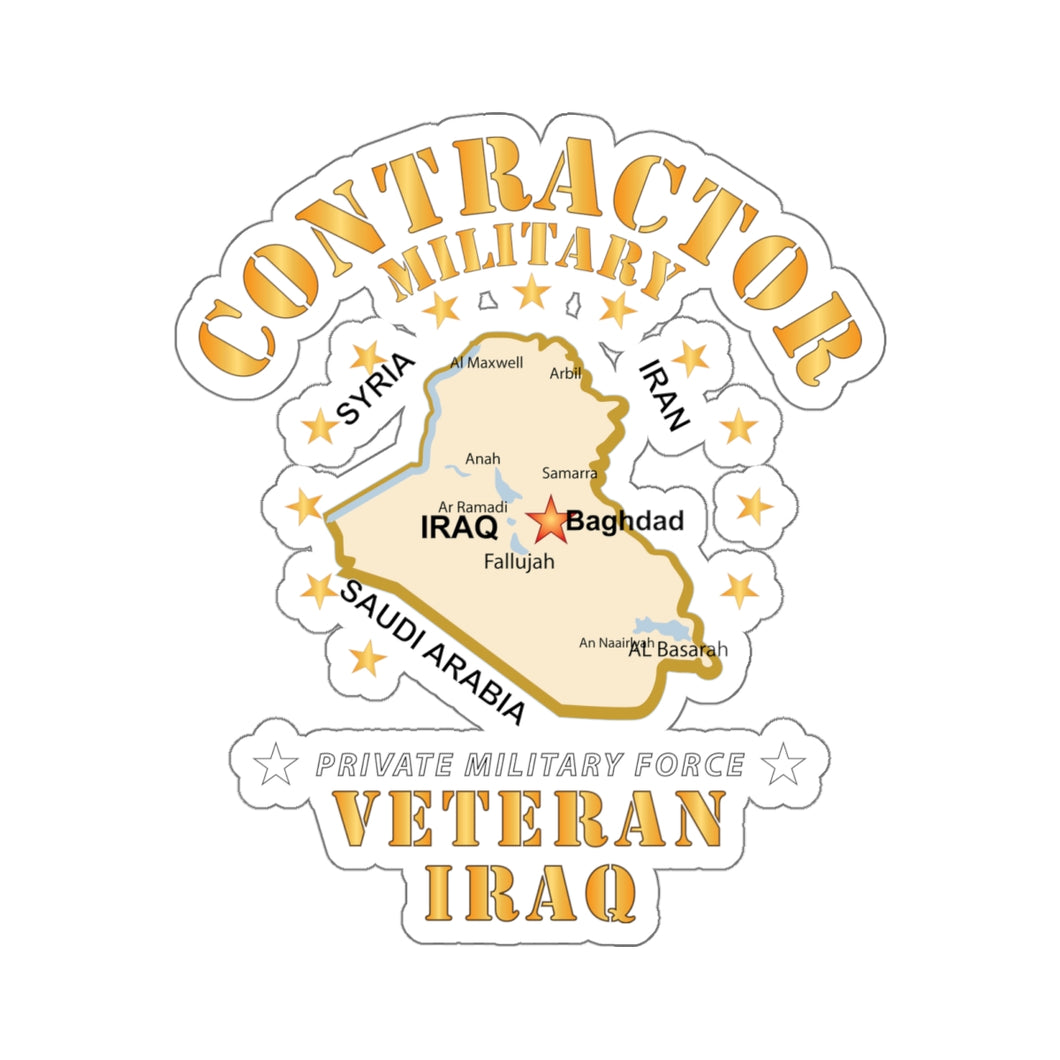 Kiss-Cut Stickers - GOVT - Military Contractor - Veteran - Iraq X 300