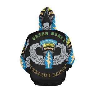 Men's All Over Print Hoodie (USA Size) (Model H13) - Emblem - SOF - Airborne Ranger - Green Beret